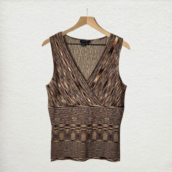 Magaschoni Brown Marbled Texture Silk Knit Blazer Jacket w Tank Neutral Career - Picture 4 of 12